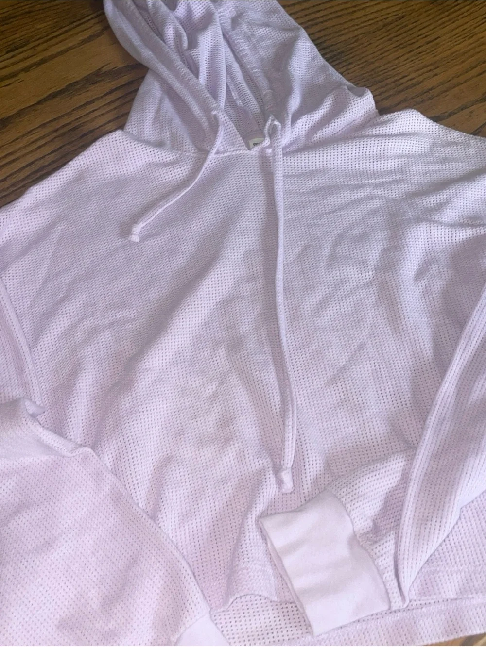 PINK Victoria's Secret lavender Crop Waffle-Knit Hoodie Medium